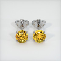 1.21 Ct.Tw. Orangish Yellow Sapphire Earrings, 14K White Gold 1